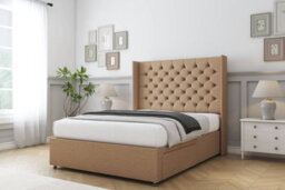 "Sloomy Dior Latte Dumfries Divan Bed Base No Drawers With 54"" Wingback Headboard 5' King" - thumbnail 3