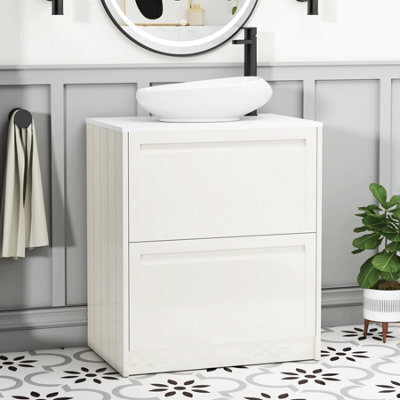 Royal Bathrooms Royal Bathroom Elmore 700mm Classic White Freestanding Bathroom Vanity Unit 2 Drawer Plain White Worktop With Nova Basin - image 1