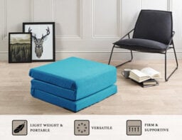 Mattress Guru Folding Z Bed Mattress, Tri Folding Guest Bed, Lightweight, Space Saving, Futon Mattress, Turquoise Blue - thumbnail 3