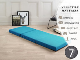 Mattress Guru Folding Z Bed Mattress, Tri Folding Guest Bed, Lightweight, Space Saving, Futon Mattress, Turquoise Blue - thumbnail 2