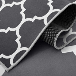 60X220Cm Grey Geometric Anti Slip Short Pile Runner Rug With Rubber Backing - thumbnail 2