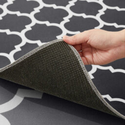 60X220Cm Grey Geometric Anti Slip Short Pile Runner Rug With Rubber Backing - thumbnail 3