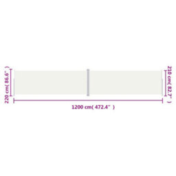 Walplus Retractable Side Awning Garden Sun Shade Canopy Gazebo For Back Door, Porch, Patio Cream 220X1200 Cm - thumbnail 8