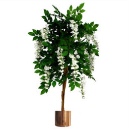 Leaf Artificial Wisteria Tree 130Cm Luxury Wisteria 130Cm Trunk Copper Metal Planter