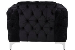 Orsina Quilted Chesterfield Chair,black Velvet Upholster Ocassional Chair,silver Finish Lounge Chair,patio Armchair - thumbnail 5