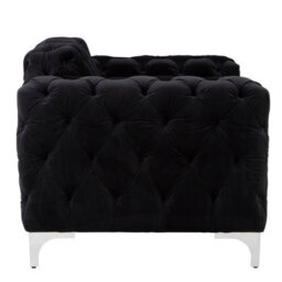 Orsina Quilted Chesterfield Chair,black Velvet Upholster Ocassional Chair,silver Finish Lounge Chair,patio Armchair - thumbnail 4