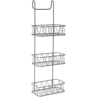 Grey Caddy 3 Tier Screen Shower Caddy Bathroom Storage Organiser Hanging Tidy Rack Basket - image 1