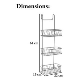 Grey Caddy 3 Tier Screen Shower Caddy Bathroom Storage Organiser Hanging Tidy Rack Basket - thumbnail 2