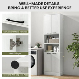 Buffet Server Cabinet Tall Kitchen Storage Sideboard With Shelves - thumbnail 5