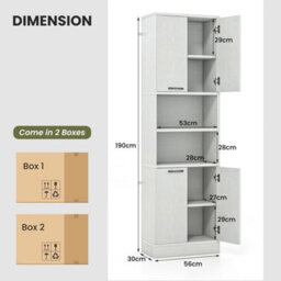 Buffet Server Cabinet Tall Kitchen Storage Sideboard With Shelves - thumbnail 2