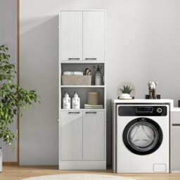 Buffet Server Cabinet Tall Kitchen Storage Sideboard With Shelves - thumbnail 4