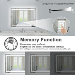 Probaty Bathrooms Bathroom 3 Colors Dimmable Led Mirror 800X600mm With Anti-Fog Ip44,wall Mounted Touch Switch Backlit Vanity Mirror - thumbnail 3