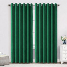 Bedlooms Emerald Green Crushed Velvet Curtains Blackout Thermal Insulated Eyelet Curtain (Pair) 66 X 72 Inches With Tie Back Two