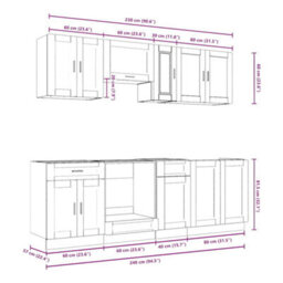 Berkfield 8 Piece Kitchen Cabinet Set Kalmar Old Wood Engineered Wood - thumbnail 9
