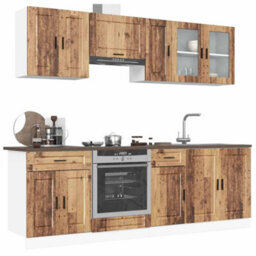 Berkfield 8 Piece Kitchen Cabinet Set Kalmar Old Wood Engineered Wood - thumbnail 1