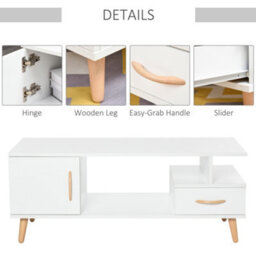 Homcom Modern Minimalism Storage Coffee Table Wooden Living Room W/ Drawer - thumbnail 7
