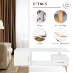 Homcom Modern Minimalism Storage Coffee Table Wooden Living Room W/ Drawer - thumbnail 6