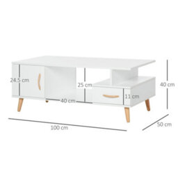 Homcom Modern Minimalism Storage Coffee Table Wooden Living Room W/ Drawer - thumbnail 3