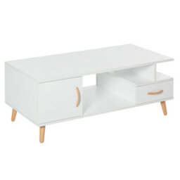 Homcom Modern Minimalism Storage Coffee Table Wooden Living Room W/ Drawer - thumbnail 2