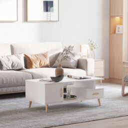 Homcom Modern Minimalism Storage Coffee Table Wooden Living Room W/ Drawer - thumbnail 1