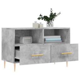 Berkfield Sturdy Tv Cabinet Concrete Grey 80X36X50 Cm Engineered Wood - thumbnail 4
