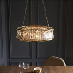 Loops Hanging Ceiling Pendant Light - Warm Brass Plate With Crystal And Clear Glass - 6 X 6W Led E14 - thumbnail 4