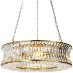 Loops Hanging Ceiling Pendant Light - Warm Brass Plate With Crystal And Clear Glass - 6 X 6W Led E14