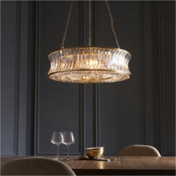 Loops Hanging Ceiling Pendant Light - Warm Brass Plate With Crystal And Clear Glass - 6 X 6W Led E14 - thumbnail 3