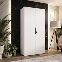 Arte Sandi I Hinged Door Wardrobe 100Cm - White Modern Wardrobe With Hanging Rail And Shelf - thumbnail 1