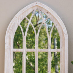 Primrose Gothic Window Garden Mirror Illusion Arched White Wooden Glass 110Cm - thumbnail 3