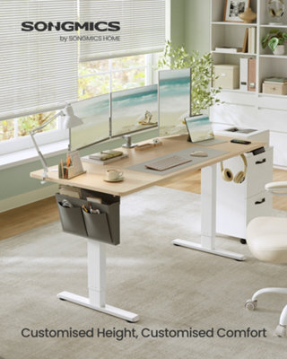 Vasagle Electric Standing Desk, Height Adjustable Desk, 160 X 70 Cm, Continuous Adjustment, Spliced Desktop, 4 Memory Heights - image 1