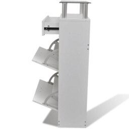 Berkfield Stylish Shoe Cabinet With A Drawer And A Top Glass Shelf Wood White - thumbnail 5