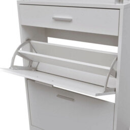 Berkfield Stylish Shoe Cabinet With A Drawer And A Top Glass Shelf Wood White - thumbnail 4