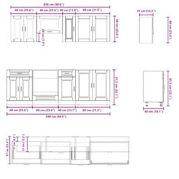 Berkfield 8 Piece Kitchen Cabinet Set Kalmar Artisan Oak Engineered Wood - thumbnail 7