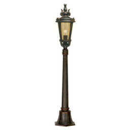 Stylish Outdoor Ip44 Mini Lamp Post In Weathered Bronze With Led E27 Bulb