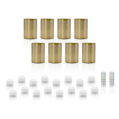 Auraglow Omniance Seraphine Rechargeable Wireless Table Lamp With Remote - Brass - 8 Lamps, 16 Light Sources, 2 Remotes - image 1