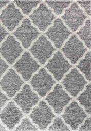 Moroccan Berber Shaggy Rugs Living Room Bold Trellis Grey 80X150 Cm - thumbnail 3