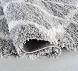 Moroccan Berber Shaggy Rugs Living Room Bold Trellis Grey 80X150 Cm - thumbnail 4