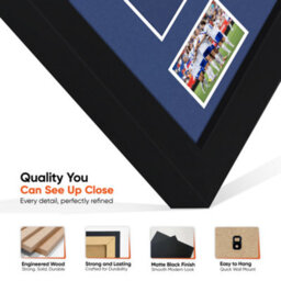 "AK Frames 77.5X58.5Cm Matte Black Shirt Frame With Blue Mount -49X42.5Cm Shirt Window -5X.3.5"" Photos - 7.5X4.5Cm Name Plate" - thumbnail 7