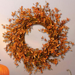 CLEFFNS Artificial Forsythia Flower Wreath Halloween Fall Wreath Silk Leaves Decoration For Front Door Porch Farmhouse Patio Garden Decor - thumbnail 1