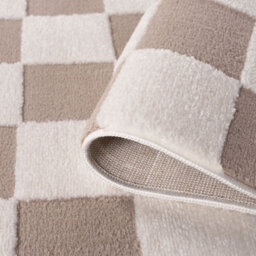 The Rugs Loft Beige And Ivory Checkerboard Living Room Area Rug And Runners Soft Pile - thumbnail 6
