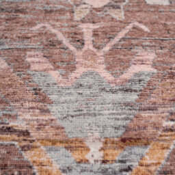 Loomed Tribal Design Cotton Chenille Rug Brown Blue Machine Washable 80Cm X 300Cm - thumbnail 4