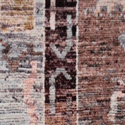 Loomed Tribal Design Cotton Chenille Rug Brown Blue Machine Washable 80Cm X 300Cm - thumbnail 3