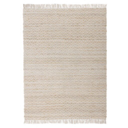 Beliani Handwoven Beige Jute Cotton Area Rug 140 X 200 Cm Fringed - thumbnail 1
