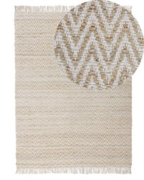 Beliani Handwoven Beige Jute Cotton Area Rug 140 X 200 Cm Fringed - thumbnail 3
