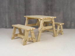 Arbor Garden Solutions Victoria Wooden Picnic Bench And Table Set, Outdoor Dining Set (3Ft, Natural Finish) - thumbnail 5