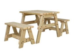 Arbor Garden Solutions Victoria Wooden Picnic Bench And Table Set, Outdoor Dining Set (3Ft, Natural Finish) - thumbnail 1