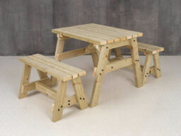 Arbor Garden Solutions Victoria Wooden Picnic Bench And Table Set, Outdoor Dining Set (3Ft, Natural Finish) - thumbnail 2