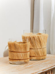 Orsina Modern Natural Candle Holder, Coastal Styled Medium Candle Holder, Natural And Round Glass Candle Holder - thumbnail 2