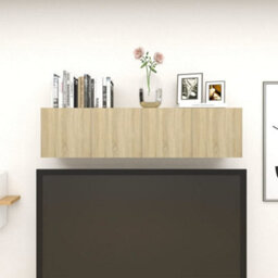 Berkfield Wall Mounted Tv Cabinets 4 Pcs Sonoma Oak 30.5X30X30 Cm - thumbnail 4